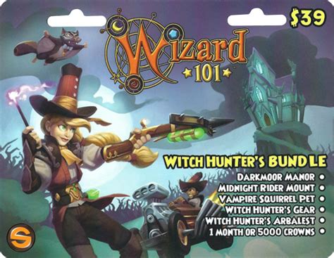 new Wizard 101 WITCH HUNTERS Bundle Game Card Crowns Vampire Squirrel Pet + Opens in a new window or tab. Brand New. $74.68. kitty7852 (5,052) 100%. Buy It Now +$8.95 shipping. ... PET TRAINER BUNDLE Wizard 101 Game Card new Crowns Pup Prodigy Pet Pawzooka + Opens in a new window or tab. Brand New. $50.57. kitty7852 …. 