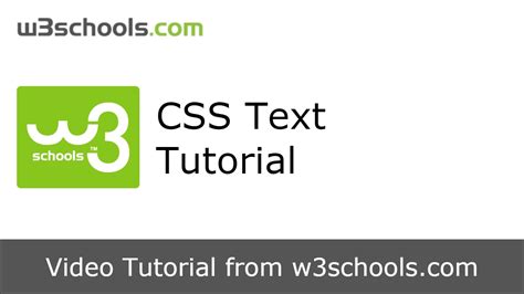 W3Schools CSS Text Tutorial YouTube