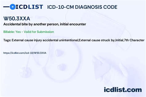 W50.3XXA - Accidental bite by another person, initial encounter