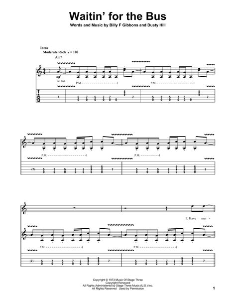 WAITIN FOR THE BUS Chords - ZZ Top E-Chords