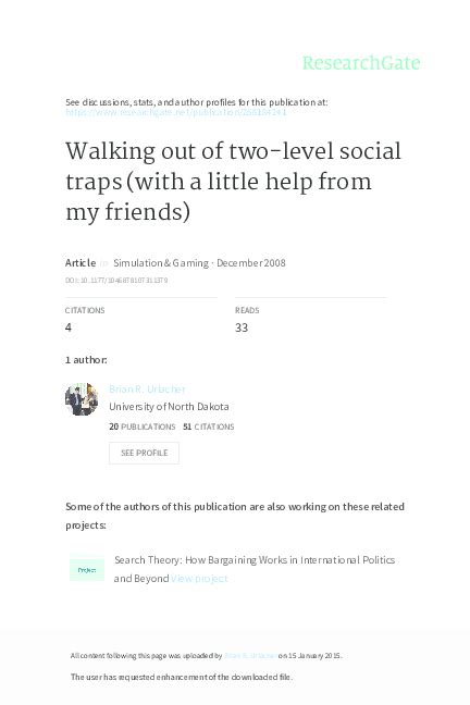 Walking out of two-level social traps (with a little help from my ... - balustradellc