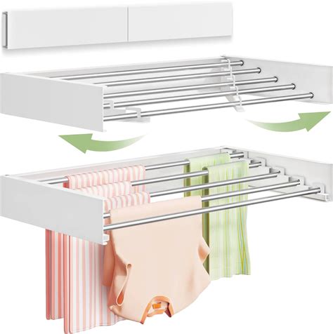 Wall Mounted Laundry Drying Rack - Pull-Out Drying Rack Clothing - balustradellc