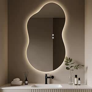WallBeyond 46"x26" Asymmetrical LED Backlit Bathroom Mirror, … - balustradellc