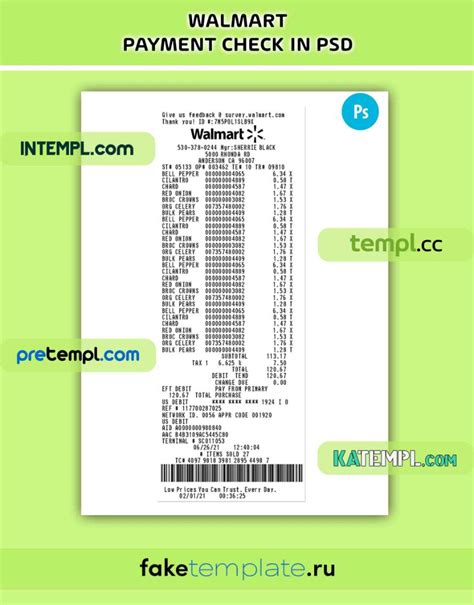WALMART payment check template PSD download template