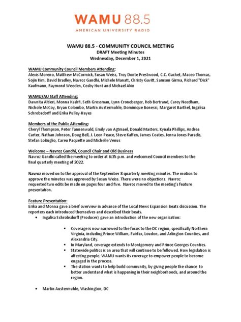 WAMU Council Meeting Minutes 202112