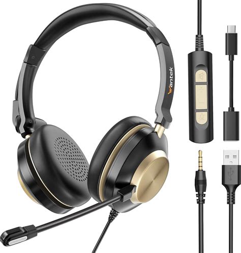 Wantek USB C Headset with Microphone for Laptop/Mac and Phone,3.5mm/USB ... - balustradellc