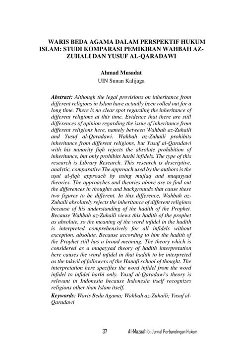 Waris Beda Agama Dalam Perspektif Hukum Islam: Studi Komparasi ... - balustradellc