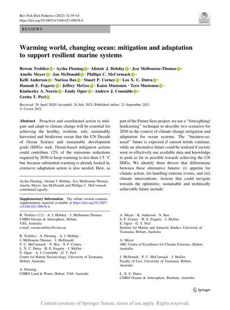 Warming world, changing ocean: mitigation and adaptation to support ... - raincitystudios.com