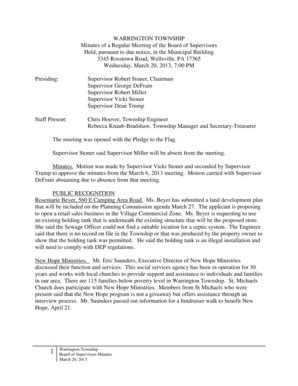 WARRINGTON TOWNSHIP Minutes of the Re-organizational …