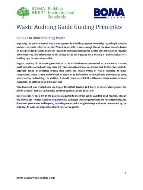 Waste Auditing Guiding Principles - BOMA Canada - raincitystudios.com