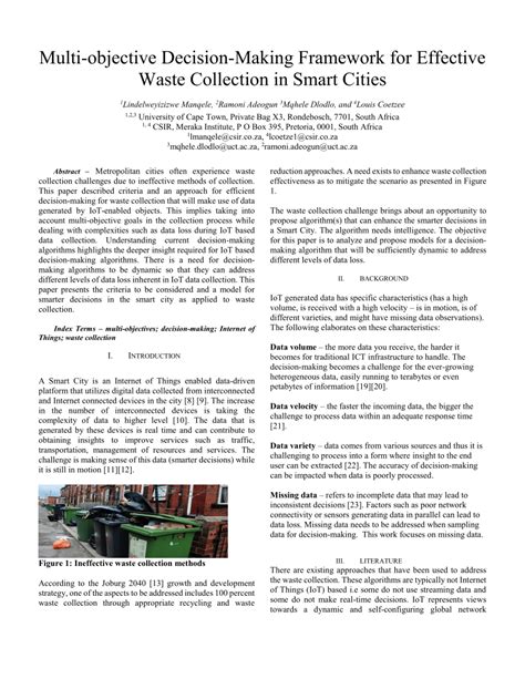 Waste collection multi objective model with real time traceability data - raincitystudios.com