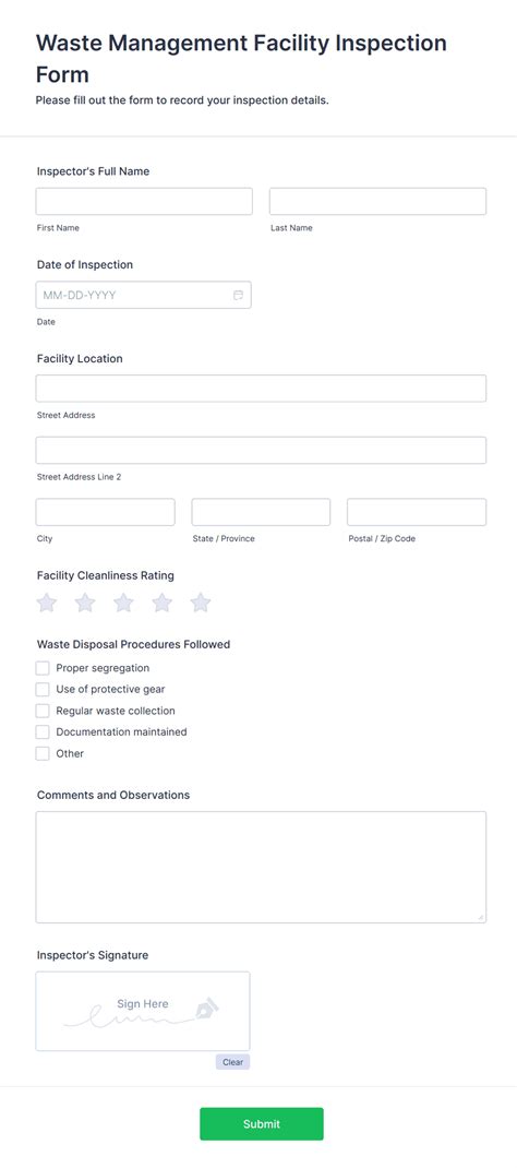 Waste Management Facility Inspection | Free Template - raincitystudios.com