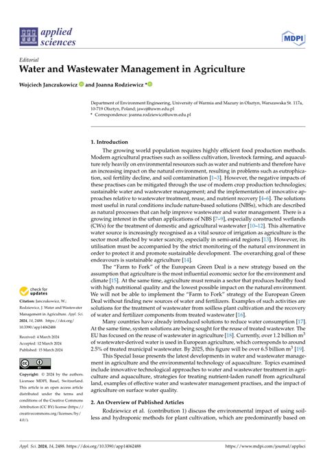 Wastewater Management in Agriculture - MDPI - raincitystudios.com