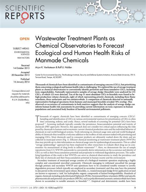 Wastewater Treatment Plants as Chemical Observatories to Forecast ... - raincitystudios.com