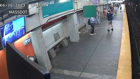 WATCH: Falling debris nearly hits rider at Downtown Crossing MBTA station