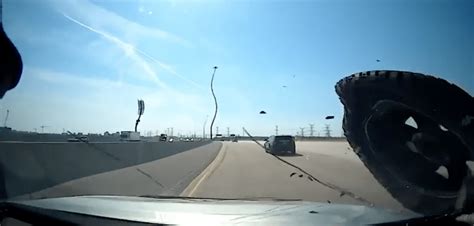 WATCH: Flying wheel smashes into windshield on GTA highway