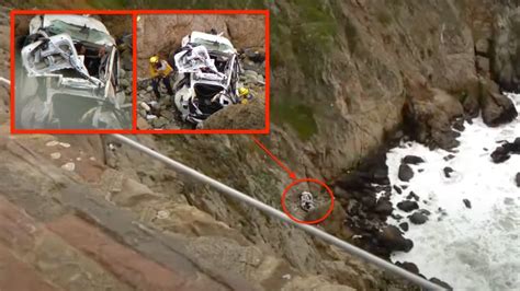 WATCH: Person rescued after car drives off cliff in North Bay