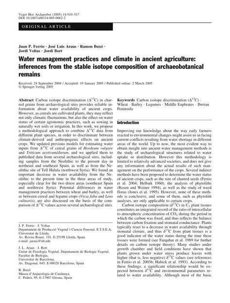 Water management practices and climate in ancient agriculture ... - wintechmobiles.com
