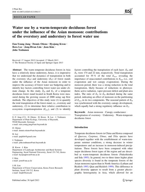 Water use by a warm-temperate deciduous forest under the ... - Springer - raincitystudios.com