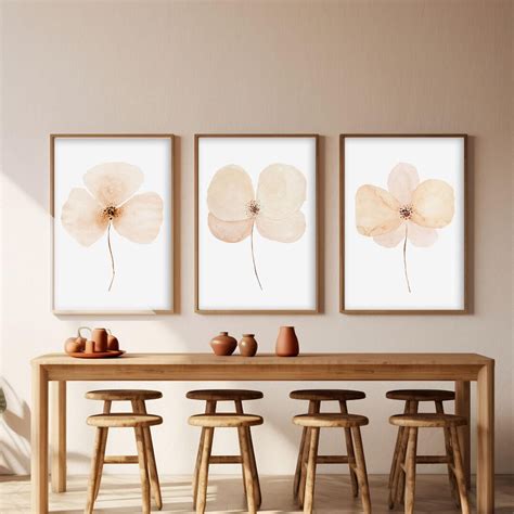 Watercolor Flower Gallery Wall Art Set: Neutral Botanical Prints ... - Etsy - balustradellc
