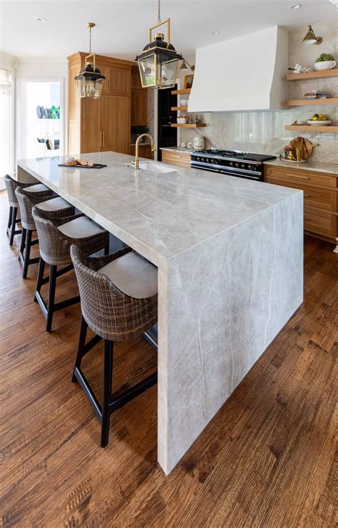 Waterfall Marble Kitchen Island Ideas: Elegant Touch - balustradellc