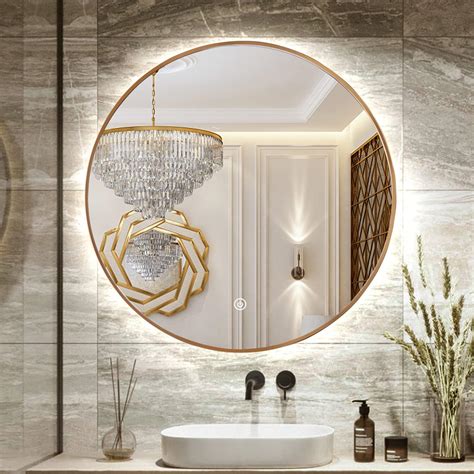 Wavy Round LED Backlit Bathroom Mirror, Modern Vanity Wall Decor - balustradellc