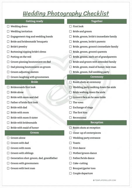 Wedding Photography Checklist for the Photographer - balustradellc