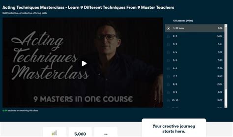 Weekly Acting Masterclass - Creation Theatre - muktibox.com