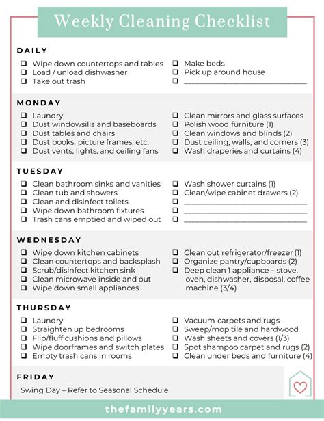 Weekly cleaning schedule (+ free checklist) | The Zebra - balustradellc