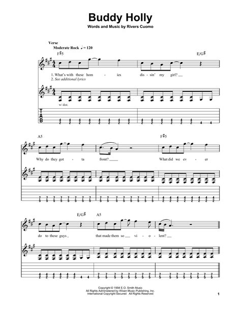 WEEZER - BUDDY HOLLY CHORDS