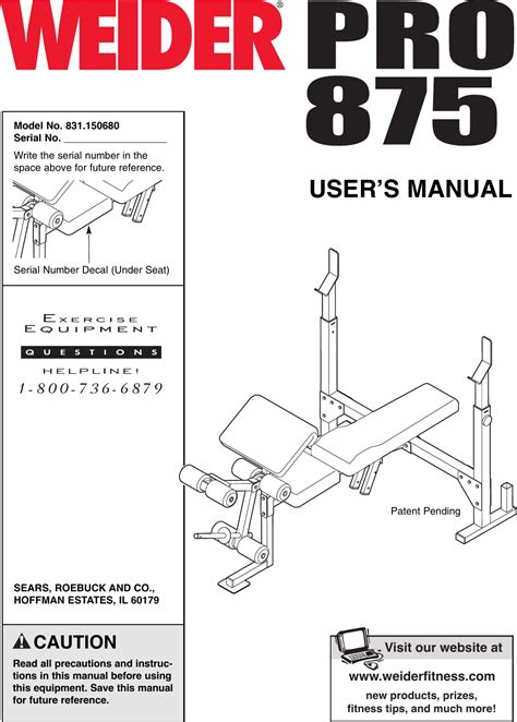 Weider Pro 875 Weight Bench - Exercise Benches & Wedges - balustradellc