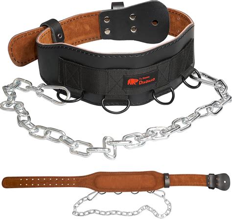 Weighted Dip Belt with 5mm Chain Heavy Duty Leather Core Strength ... - balustradellc