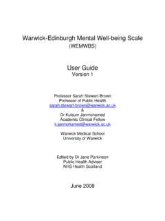 WEMWBS USER GUIDE Version 1 June 2008