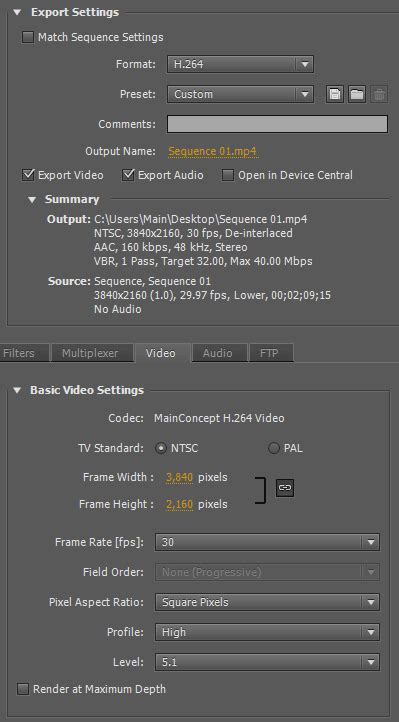 What are some good export settings for a 4k youtube video and - balustradellc