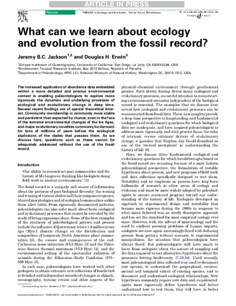What can we learn about ecology and evolution from the fossil record ... - raincitystudios.com