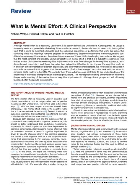 What Is Mental Effort: A Clinical Perspective - ScienceDirect - balustradellc