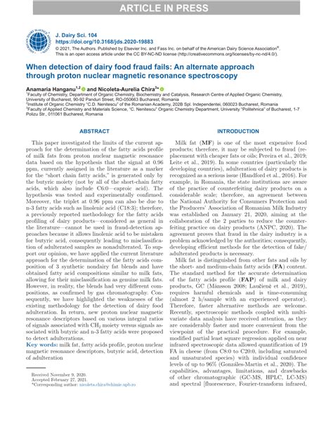 When detection of dairy food fraud fails: An alternative approach ... - wintechmobiles.com