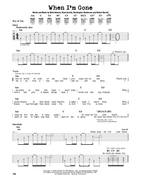 WHEN IM GONE CHORDS by 3 Doors Down - Ultimate Guitar