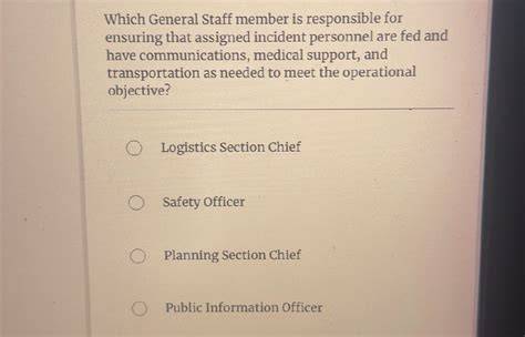 Which General Staff member is responsible - studyx.ai - raincitystudios.com