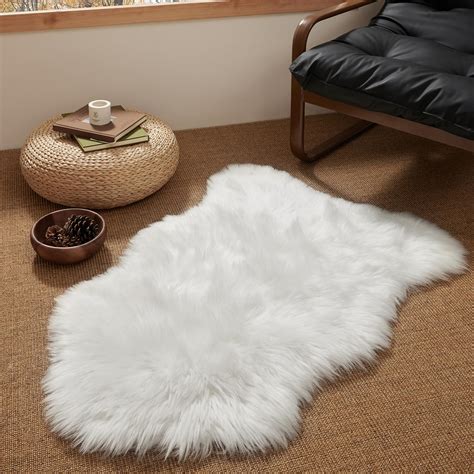 White Shag Novelty Faux Sheepskin Fur Fluffy Rug - balustradellc