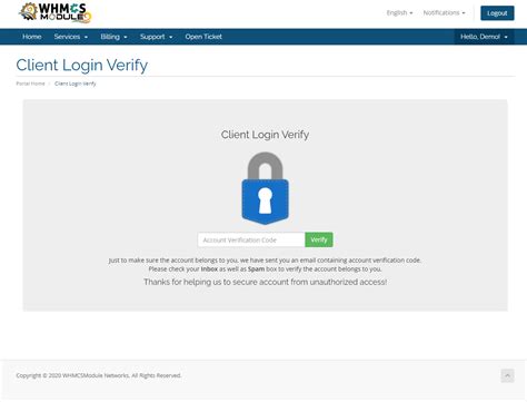 WHMCS Module WHMCS Client Login Verification