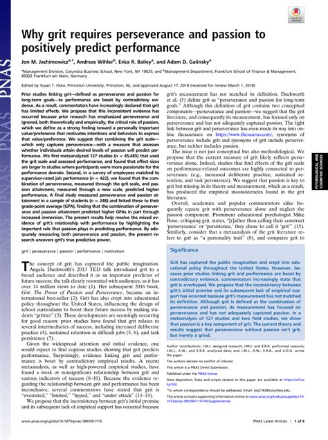 Why Grit Requires Perseverance and Passion to Positively Predict ... - balustradellc