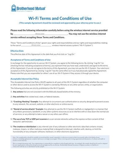 WIFI Terms and Conditions Orland Park Health & Fitness Center