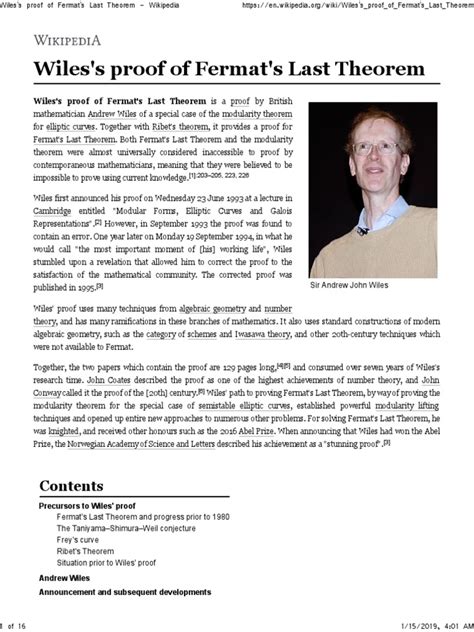 Wiles's proof of Fermat's Last Theorem - wintechmobiles.com