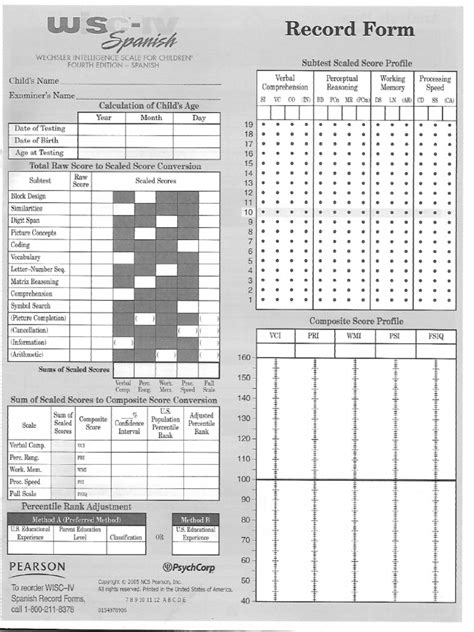 WISCIV Record Form PDF