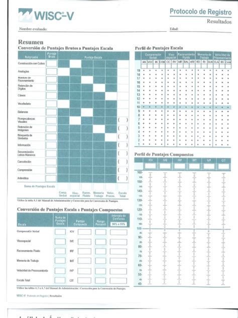 WISCV Record Form PDF
