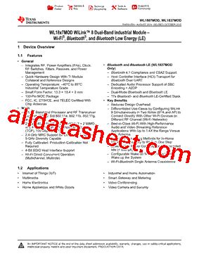 WL1837MOD data sheet, product information and support TI.com