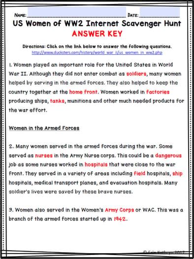 Women of World War II Internet Scavenger Hunt … - wintechmobiles.com