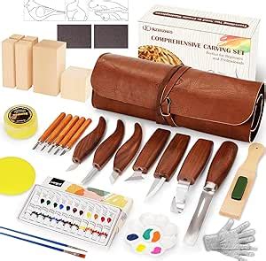 Wood Carving Kit, 46Pcs Wood Carving Tools with 6pcs Whittling Knives ... - balustradellc
