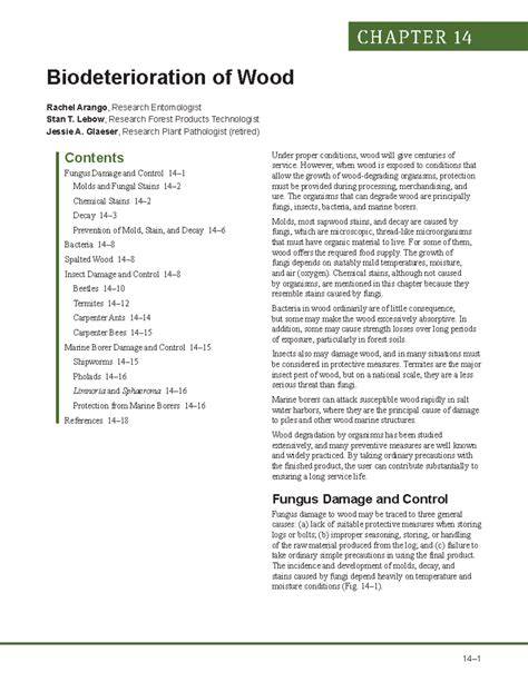 Wood Handbook, Chapter 14: Biodeterioration of Wood - raincitystudios.com